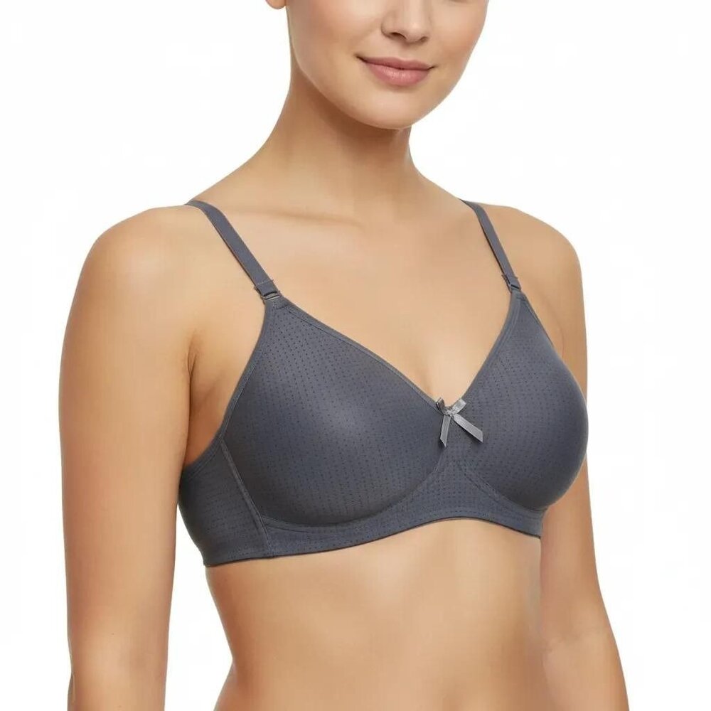 Paris‎ Pink Women's Ribbon Accent Lightly Padded Full Coverage Bra Gray Size 38C